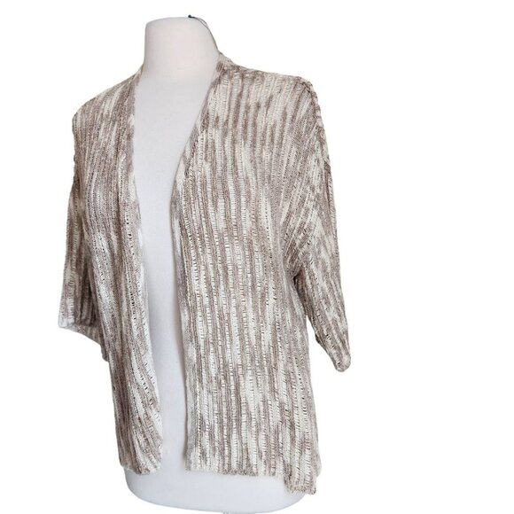 Chicos Cardigan Sweater Women's Size 3‎ XL 16 Open Front Knit Loose Beige - Picture 2 of 12